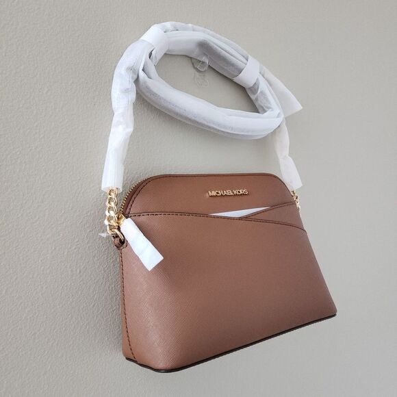 Michael Kors Brown Leather Dome Jet Set Travel Crossbody Bag - Picture 5 of 10